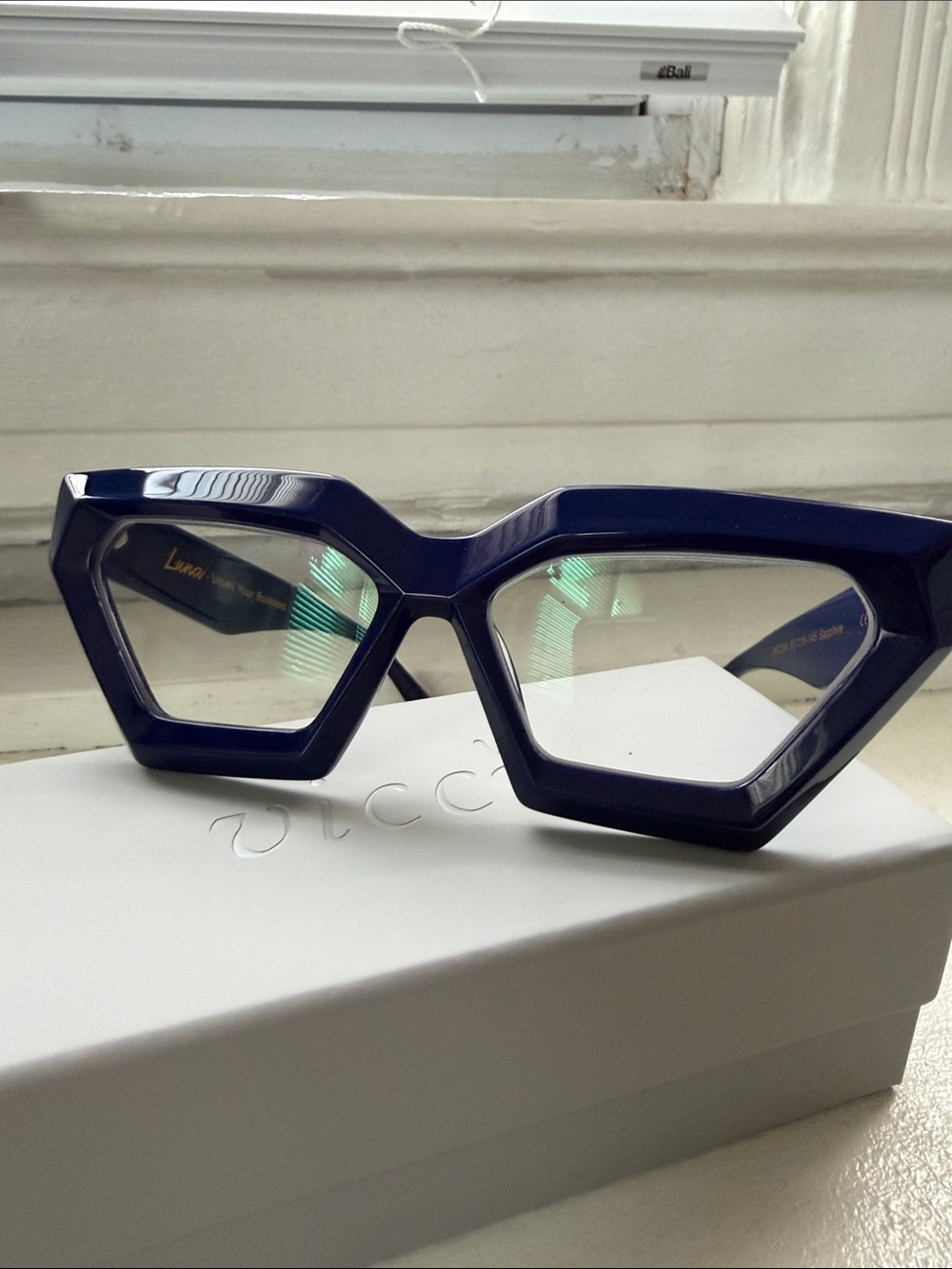 Vicci Luna Rx Geometric Cat-Eye Glasses in Sapphire Navy Blue